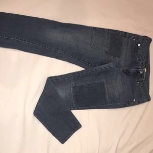 Patched denim jeans